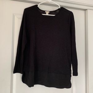 J Crew Factory Black Long-Sleeve With Silky Hem.